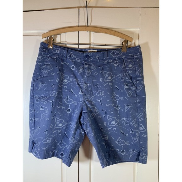 L.L. Bean Favorite Fit Shorts Womens 12 Blue Nautical Maine New England‎ Chino - Picture 2 of 12